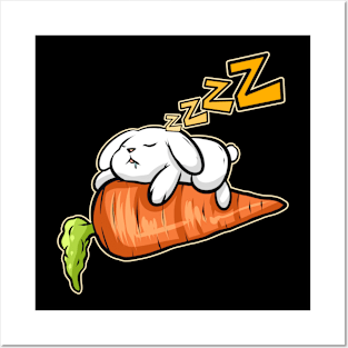 Cute Rabbit Sleeping On A Carrot On Easter Posters and Art